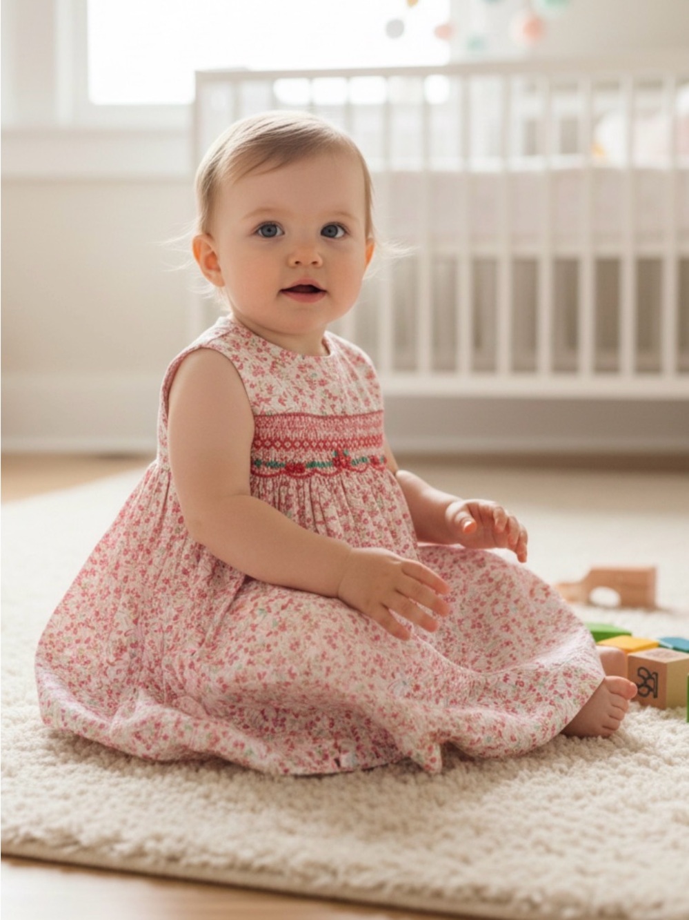 Edgehill Collection | Floral Smocked Dress | 100% Cotton | 12M